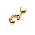 Gold-plated letter C pendant with colorful zircon stones and small heart detail - Pendant Only / Letter C