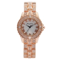 Elegante orologio da donna in oro rosa con cinturino in strass e quadrante con numeri romani - Oro rosa