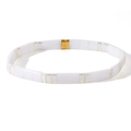 Bracelet fait main en perles Tila blanches avec détails dorés et cordon élastique - Blanc Pur Or Bicolore
