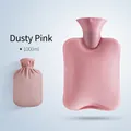 Bolsa de agua caliente de PVC rosa 1000ml con textura antideslizante y funda de felpa - 1000ml Rosa Palo + Funda de Terciopelo Cristal Suave