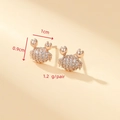 Rose gold crab stud earrings with cubic zirconia inlay and S925 silver needles - Rose Gold Small Crab