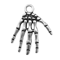 Antique silver skeleton hand charm with vintage finish for Halloween jewelry - 1pc Skeleton Hand 12x16mm (Antique Silver)