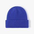 Klein blue winter knit beanie hat with thick double-layer ribbed cuffs for women - One Size / Sky Blue