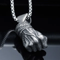 Pendaglio pugno muscolare hip hop in acciaio al titanio vintage con catena da uomo - Pendente Colore Vintage (Senza Catena)