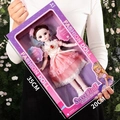 Pink fashion doll in lace dress with ruby necklace, window box packaging, 35x20x6.5cm - 35cm English Box Red Dress Doll