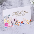 Foldable thank you card with colorful watercolor floral design and gold lettering - Small Size / Style 06 / 11.5x8.5cm