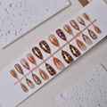 24pcs French gradient press-on nails with amber shell texture and gold cross details - Amber Cross and Star Style (WY-079) / 24 Pieces Strip Pack