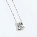 Detailed view of silver letter B puffy necklace with mirror finish on O-chain - Letter B(XL4095-2)