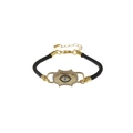 Detail of adjustable evil eye bracelet with gold-plated charm and cubic zirconia stones - Lobster Clasp Black / Black