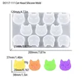 11-cavity cat head silicone mold for Halloween resin and baking with size details - 11-Cavity Black Cat Mold