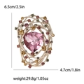Golden bird nest brooch with pink crystal and tiny rhinestones, dimensions 6.5x4.7cm - Purple