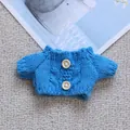 Blue cable knit mini sweater doll outfit with white buttons for plush toy accessories - Sea Blue (Button) Sweater