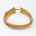 Three-tone stainless steel snake bone chain necklace in gold silver and rose gold finishes - Three Colors