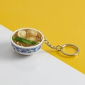 Miniature blue and white porcelain bowl keychain with realistic noodles and fried egg toy - No.18 Egg and Vegetable Noodles (Model)