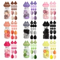 Make-up Schwamm Set mit Mischern und Puderquasten in 9 Farben und Aufbewahrung - Rosa Runde Flasche Set
