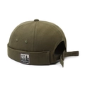 Army green miki hat in canvas with adjustable metal strap and retro woven label - Adjustable / Army Green