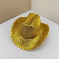 Sparkly gold sequins cowboy hat for St. Patrick's Day party with classic curved brim - Yellow