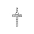 Silver micro-pave zircon T-letter pendant with 18k gold plating for DIY jewelry making - Steel-T