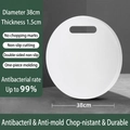 White round PE cutting board, 38cm diameter and 1.5cm thickness with hanging handle - Diameter 38cm * Thickness 1.5cm / White