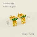 Ohrstecker aus 18k vergoldetem Edelstahl in Ananasform mit gelben und grünen Zirkonia - 18K Gold / Gold