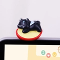 Mini sleeping black cat monitor ornament with red bowl base for desk and car decor - Type B Sleeping Black Cat