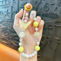 Creative luminous yellow butterfly beaded phone strap and keychain charm for cute bags - Butterfly Beaded Phone Chain / Yellow