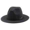 Detail of wide brim fedora hat featuring a leather band with silver metal ornaments - M (56-58cm) / Dark Gray