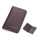 Dunkelbraune zweifach faltbare Brieftasche mit Litschimuster und Kartenfächern - Kaffeebraun