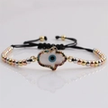 Ethnic braided bracelet with Hamsa Hand and Evil Eye charms in gold, silver and rose gold - Mixed Color Chain