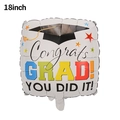 18-inch square graduation foil balloon with Congrats Grad text and doctoral hat design - 18 Inch Doctoral Hat Square Balloon