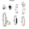 7-piece set of white and black pearl pins and studs in various sizes for waist adjustment - No. 35 Bun Pearl 7-Piece Set