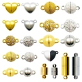 Various magnetic jewelry clasps in heart, ball, and cylinder shapes with gold and silver finish - Mixed 20 Magnetic Clasps