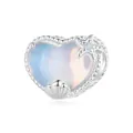 S925 sterling silver ocean heart charm with opal stone, starfish and shell details - Heart Starfish Shell Charm (BSC1016)