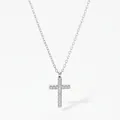 Elegant silver stainless steel cross pendant necklace with sparkling micro-pave diamonds - Silver Pave Inlaid Cross Style (PD341)