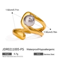 Détails de la bague en acier doré avec bille argentée et dimensions précises - Or avec Perle Argentée A (JDR0211005-PS)