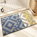 Absorberende badmat met blauw, grijs en geel geometrisch patroon van zachte flockstof - 40*60cm / Daocheng Stijl