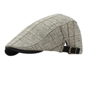 Berretto vintage a quadri in stile britannico con fibbia regolabile su sfondo bianco - Regolabile / Grigio chiaro