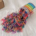 Colorful high elasticity hair bands in a cylindrical storage jar for various hairstyles - Mixed Colorful Small Ring Approx 2000 Pcs (Jar)