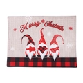 Christmas gnome placemat with Merry Christmas lettering and red buffalo plaid border - Red and Black Grid Placemat