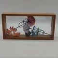 Rectangular wooden frame with deer figures and dried flowers in clear acrylic - 26*13*5.5CM / Yellow