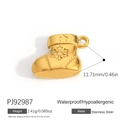 Golden stainless steel Christmas stocking pendant with snowflake pattern and size details - Embossed Gold Christmas Sock (PJ92987)