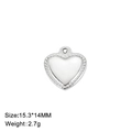 Ciondolo a cuore placcato oro 18K con smalto bianco e bordo perlato, misura 15,3x14mm - 15.3*14MM / Color Acciaio