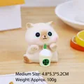 Figurine chat en résine buvant du bubble tea pour bureau ou tableau de bord de voiture - 018B Chat Thé au Lait