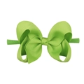 Green ribbed candy-colored bow headband made of soft stretchy nylon for infants - Green
