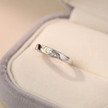 Adjustable S925 sterling silver sun and moon couple ring with yellow celestial relief - Women's Style (Moon) / Adjustable Open