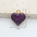 Ciondolo a cuore viola glitterato con bordo dorato e anello, 1,9cm x 1,6cm per DIY - 1.6CM×1.9CM / Cuore Glitter Viola