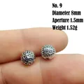Detailed close-up of 8mm silver hollow lantern bead for DIY jewelry making - 9# (Diameter 8mm Hole 1.5mm)