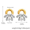 Exquisite stainless steel octopus pearl earrings in a luxury golden finish for women - Two-tone Octopus Pearl Earrings / Two-tone (Gold & Silver)