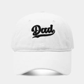 White washed cotton baseball cap with black embroidered Dad text in a vintage style - Soft Top Mixed Case Dad White