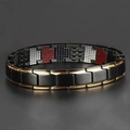 Adjustable magnetic therapy bracelet for men in black and gold finish with healing stones - Black & Gold Bracelet